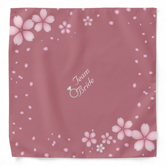 Floral Team Bride on rose gold Bandana (Front)