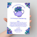 Floral Teapot 70th Birthday Card Shower by Mail<br><div class="desc">Celebrate a milestone birthday in a unique and heartfelt way with this cute Teapot Birthday Card Shower by Mail Invitation. This elegant floral inspired invitation features a hand-drawn teapot adorned with a beautiful floral bouquet in pretty purple hues, setting the perfect tone for a special celebration from afar. Ideal for...</div>