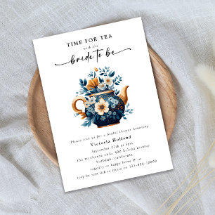 Floral Teapot Bridal Shower Tea Party Invitation