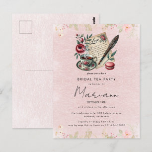 Floral Teapot Bridal Shower Tea Party Invitation Postcard