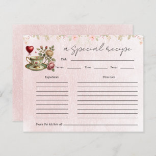 Floral Teapot Bridal Shower Tea Party Recipe Card