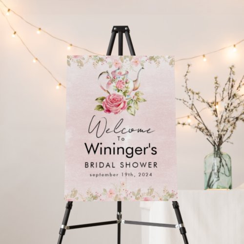 Floral Teapot Bridal Shower Welcome Sign