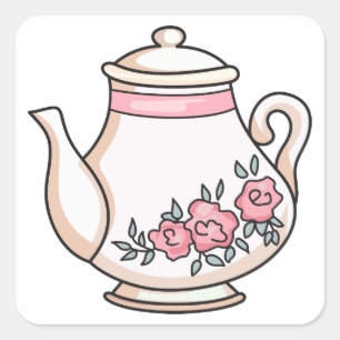 Floral Teapot Square Sticker