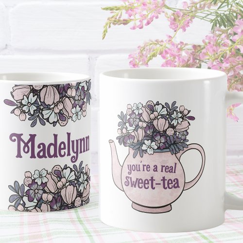Floral Teapot Sweet Tea Personalized Party Favor Coffee Mug