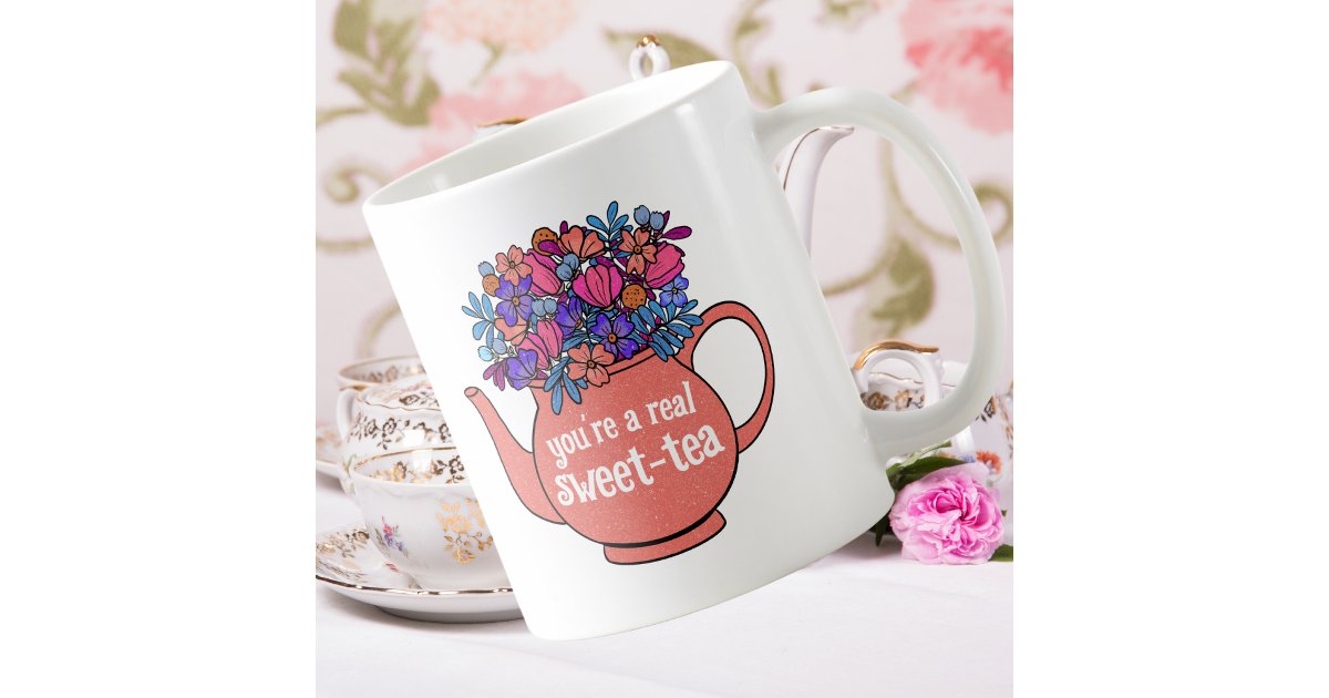 Floral Teapot Sweet Tea Personalized Party Favor Coffee Mug | Zazzle