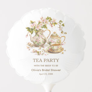 Floral Teapot Tea Party Time for Tea Bridal Shower Balloon