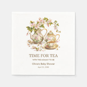 Floral Teapot Time for Tea Baby Shower  Napkins