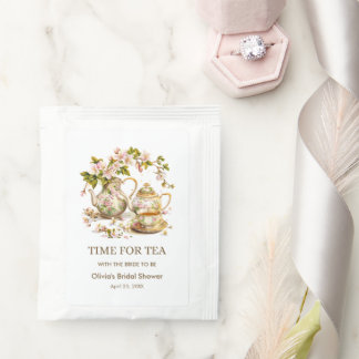 Floral Teapot Time for Tea Bridal Shower Bag Drink Mix