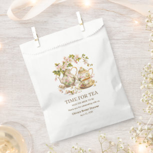 Floral Teapot Time for Tea Bridal Shower Favor Bag
