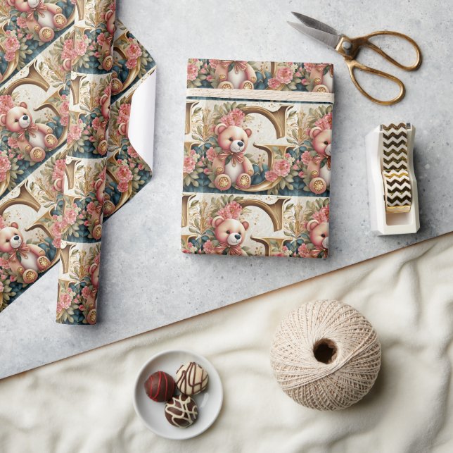 FLoral Teddy Bear letter G Wrapping Paper (Crafts)