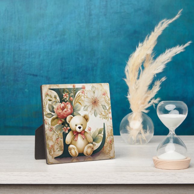 FLoral Teddy Bear letter L Plaque (Insitu)