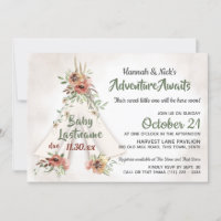 Floral Teepee Boho Adventure Awaits Baby Shower  I Invitation