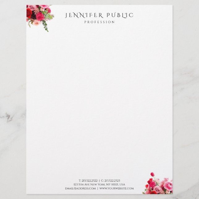Floral Template Elegant Modern Simple Professional Letterhead (Front)