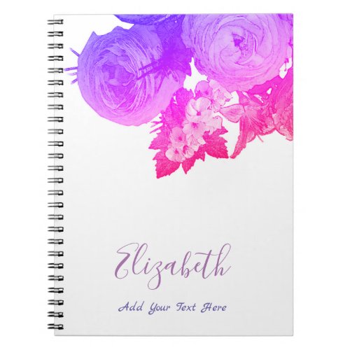 Floral Template Elegant Watercolor Flowers Roses Notebook