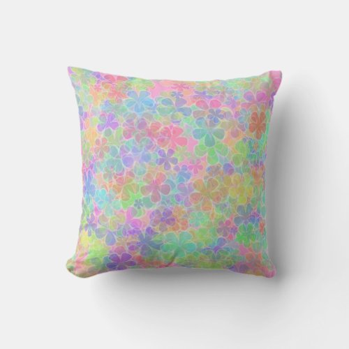Floral Template Pink Green Yellow Red Blue Purple Throw Pillow