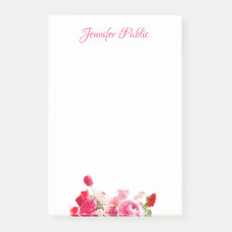 Floral Template Watercolor Pink Red Roses Script Post-it Notes