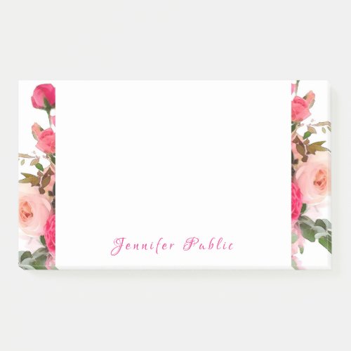 Floral Template Watercolor Roses Elegant Script Post_it Notes