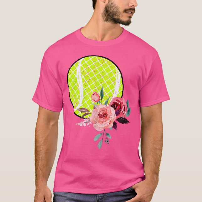 Floral Tennis n Girls And Women Flower Print T-Shirt (Front)