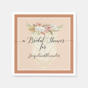 Floral Terra Cotta Pampas Grass Foliage Bridal Napkins