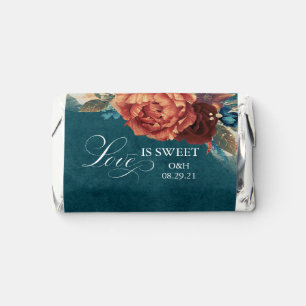 Floral Terracotta and Teal Blue Wedding Hershey's Miniatures