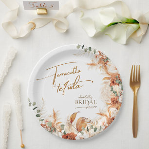 Floral Terracotta and tequila Bridal Paper Plate