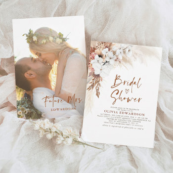 Floral Terracotta Boho Bridal Shower Mrs Photo Invitation by lovelywow at Zazzle