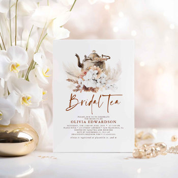 Floral Terracotta Boho Bridal Shower Tea Party Invitation by lovelywow at Zazzle
