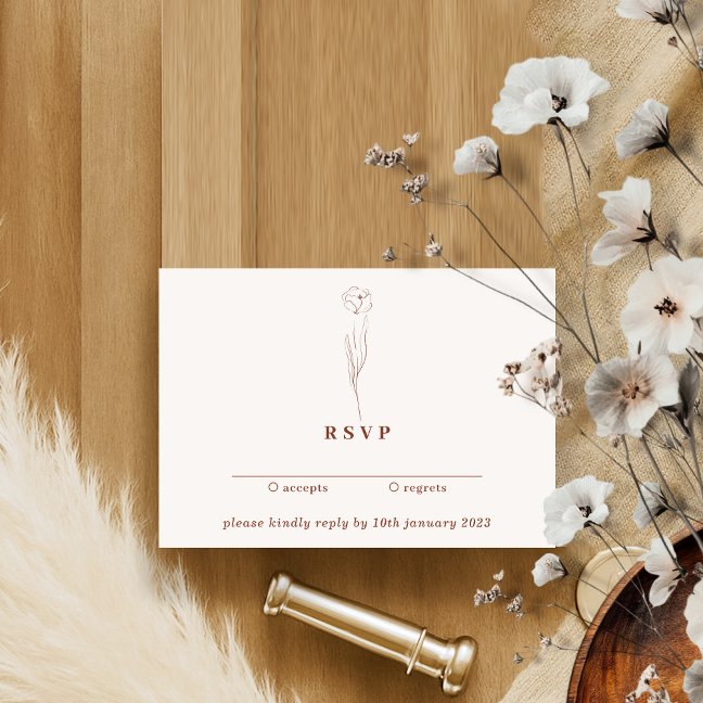 Floral Terracotta Boho Chic Kindly Reply Wedding Invitation
