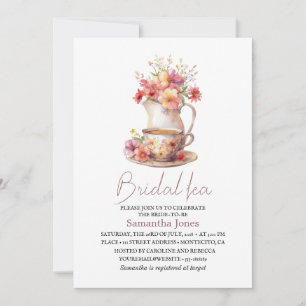 Floral Terracotta Boho Tea Party Bridal Shower Invitation