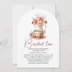 Floral Terracotta Boho Tea Party Bridal Shower Invitation