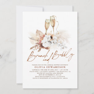Floral Terracotta Bridal Shower Brunch and Bubbly Invitation