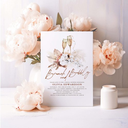 Floral Terracotta Bridal Shower Brunch and Bubbly Invitation