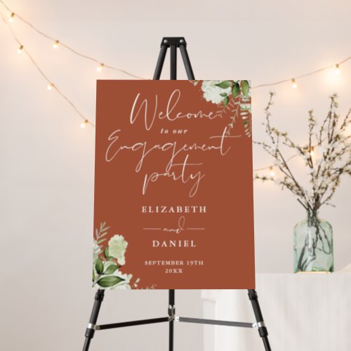 Floral Terracotta Engagement Party Welcome Sign