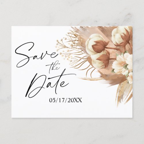 Floral Terracotta Fall Boho Wedding Save The Date Announcement Postcard