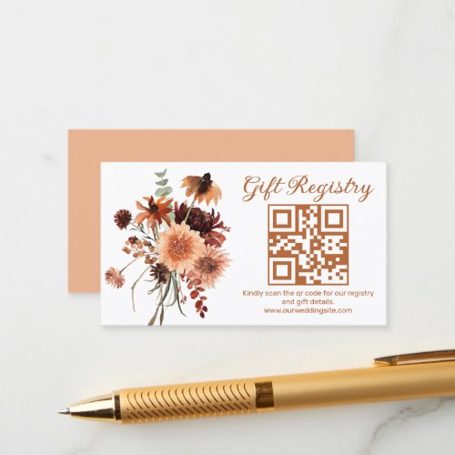 floral terracotta gift registry qr code wedding  enclosure card