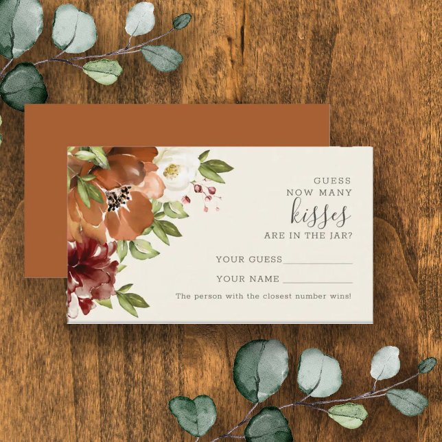 Floral Terracotta How Many Kisses Bridal card (Creator Uploaded)