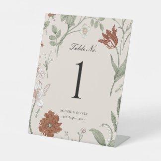 Floral Terracotta Table Numbers Pedestal Sign