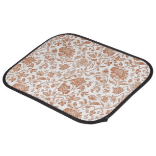Floral Terracotta Toile Pattern Car Floor Mat