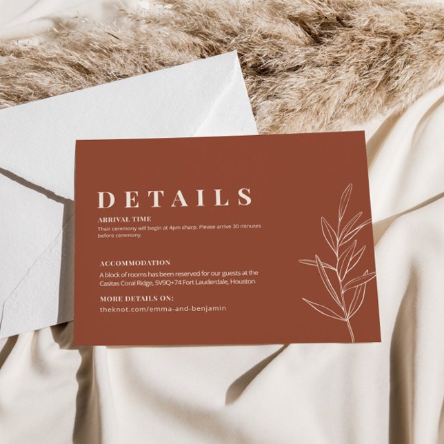 Floral Terracotta Wedding Details Enclosure Card (Creator Uploaded)
