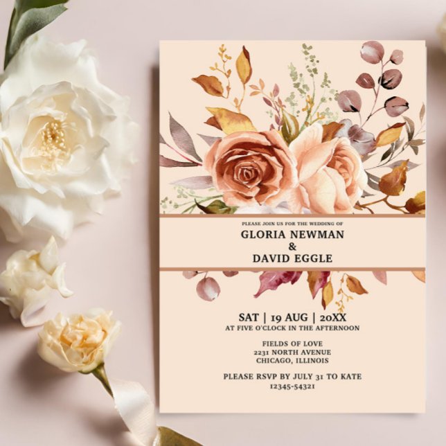 Floral Terracotta Wedding Invitation (Creator Uploaded)