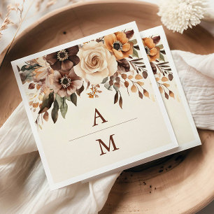 Floral Terracotta Wedding Napkins