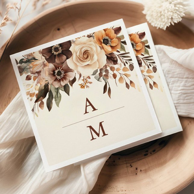 Floral Terracotta Wedding Napkins (Creator Uploaded)