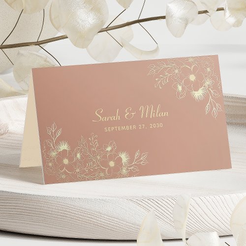 Floral Terracotta Wedding Place Card