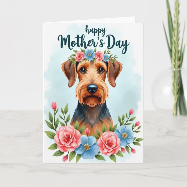 Floral Terrier Mothers Day Card (Front)