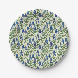 Floral Texas Bluebonnet Lupine Paper Plates 