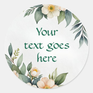 floral text illustration watercolor with sympathy  classic round sticker