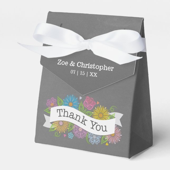 Floral Thank You Banner Favor Box (Front Side)