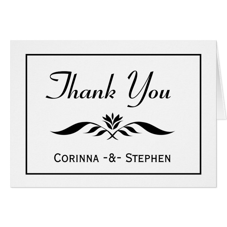 Floral Thank You Black And White Elegant Modern | Zazzle