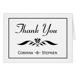 Floral Thank You Black And White Elegant Modern Cards