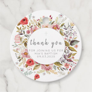 Floral Thank You Bonbonniere Baptism Favor Box Tags